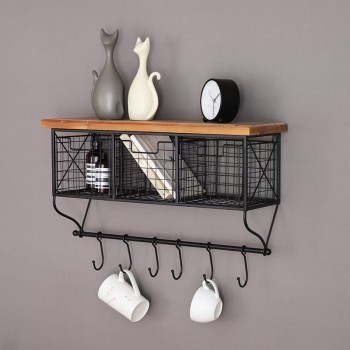 رف جداري بادراج شبك وحامل الاكواب ملائم لركن القهوه رف جداري بادراج شبك وحامل الاكواب ملائم لركن القهوه