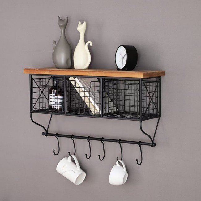 رف جداري بادراج شبك وحامل الاكواب ملائم لركن القهوه رف جداري بادراج شبك وحامل الاكواب ملائم لركن القهوه