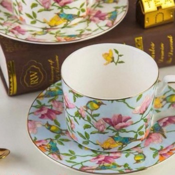 كوب وصحن سيراميك بزهور ريفيه L8534