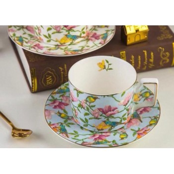 كوب وصحن سيراميك بزهور ريفيه L8534 كوب وصحن سيراميك بزهور ريفيه L8534