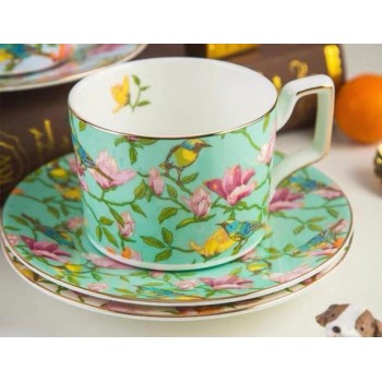 كوب وصحن سيراميك مورد باللون الاخضر 8532 كوب وصحن سيراميك مورد باللون الاخضر 8532