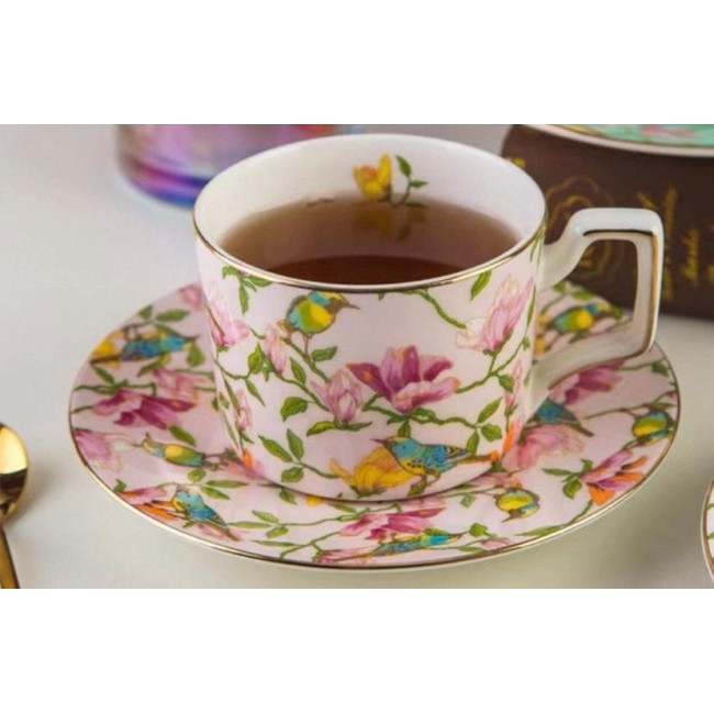 كوب وصحن سيراميك مورده بستايل أوربي فاخر 8531