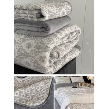 مفرش سرير من القطن المخملي نفرين بستايل أوربي L8596