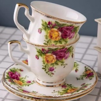 كوب وصحن سيراميك مورد فاخربستايل أوربي L8527