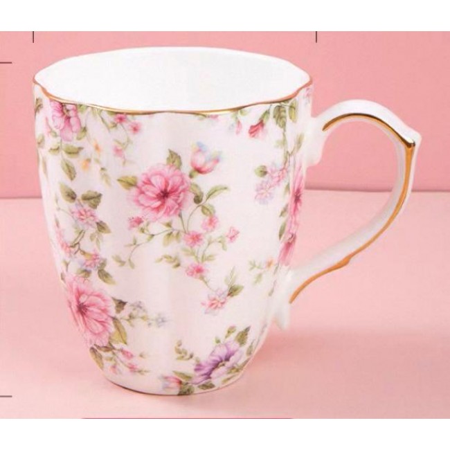كوب شاي سيراميك بزخارف زهور جميله L8519