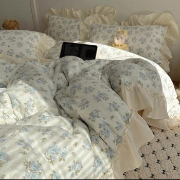 مفرش سرير قطن بستايل أوربي بلمسات ريفيه لنفرين 8601