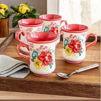 كوب قهوه بطابع زهور ريفيه انيقه L8569 كوب قهوه بطابع زهور ريفيه انيقه L8569