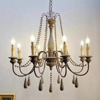 وحدة اضاءه سقفيه من الخشب مشغوله يدويا ومعدن بتصميم كلاسيك راقي 8501 