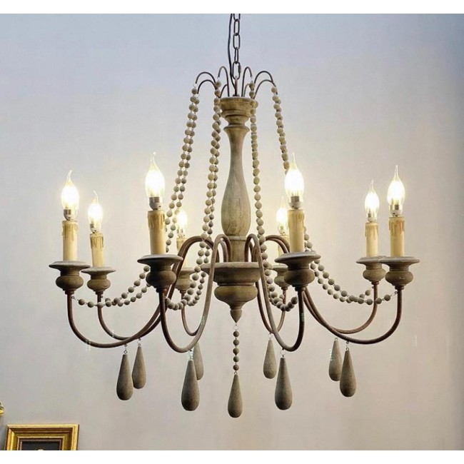 وحدة اضاءه سقفيه من الخشب مشغوله يدويا ومعدن بتصميم كلاسيك راقي 8501 